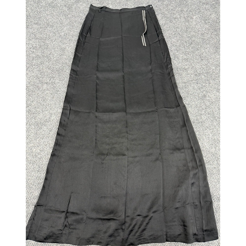 Paul Smith 100% Silk Long Maxi Skirt Women's 40 Black Lined Pockets High Waisted
